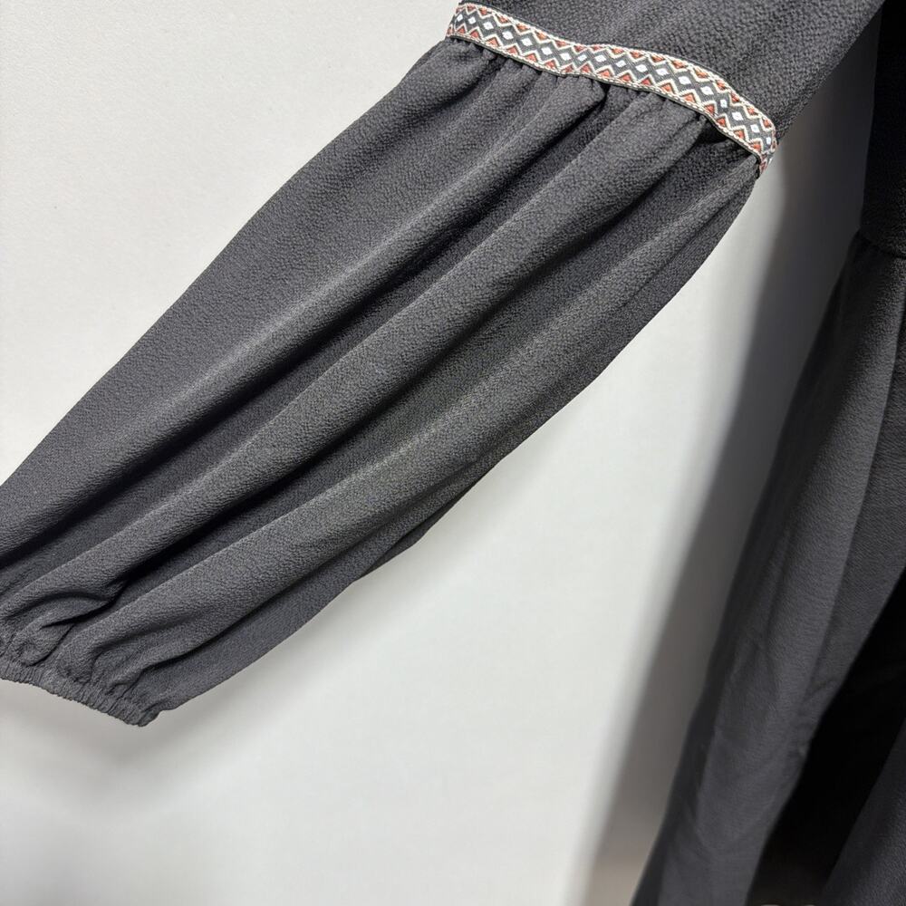 RUSTYDUSTY BOHEMIAN BLACK TUNIC SMOCK DRESS V NECK NWT Size L - Picture 6 of 10